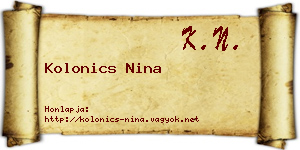 Kolonics Nina névjegykártya